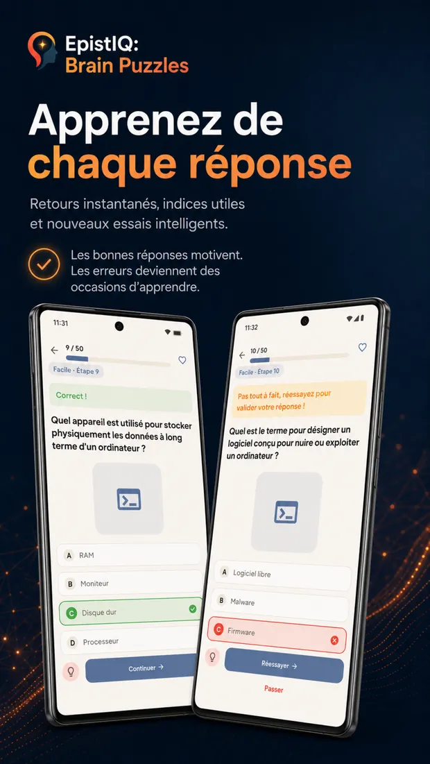 Capture d'écran d'EpistIQ: Un retour sur chaque réponse