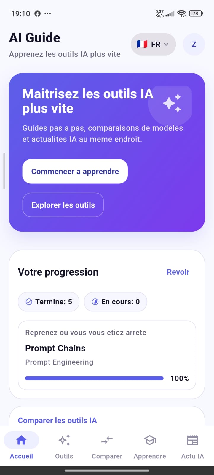 AI Guide home screen (fr)